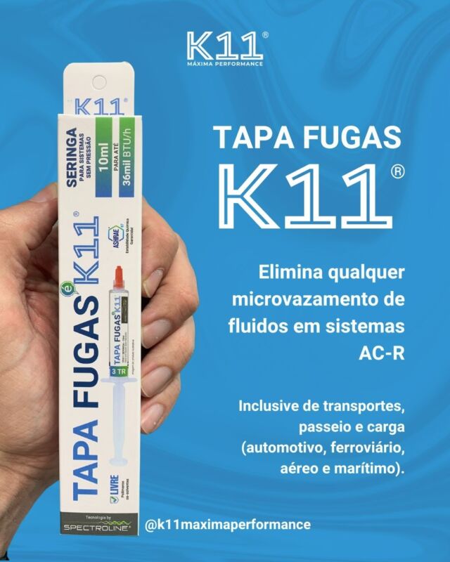 Microvazamento de fluidos em sistemas AC-R?! TAPA FUGAS K11® é a melhor escolha! Além de ser compatível com todos os tipos de fluidos e lubrificantes, o TAPA FUGAS K11® pode ser aplicado em qualquer tipo de equipamento, independente de sua dimensão.Sendo ainda que, sua formulação livre de polímeros garante sua estabilidade química e a integridade de todo o sistema! Consulte um de nossos distribuidores e saiba mais! *** www.k11.com.br(Link na Bio)
